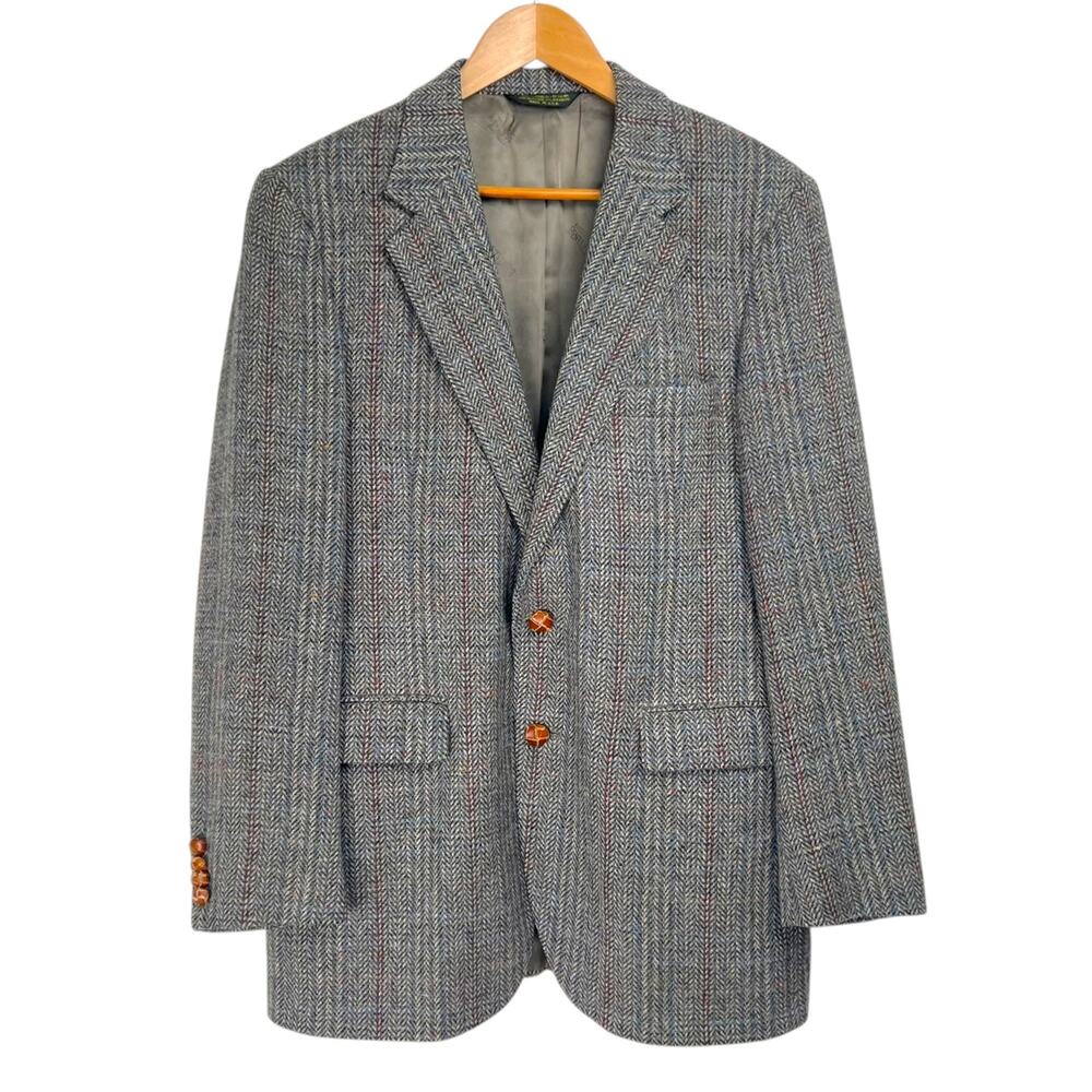 VTG Anthony Bentley Grodins Men's 38R Gray Herringbone Tweed Blazer Sport Coat